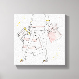 Wilde moderne rosa Mode-Skizze Apples   Leinwanddruck