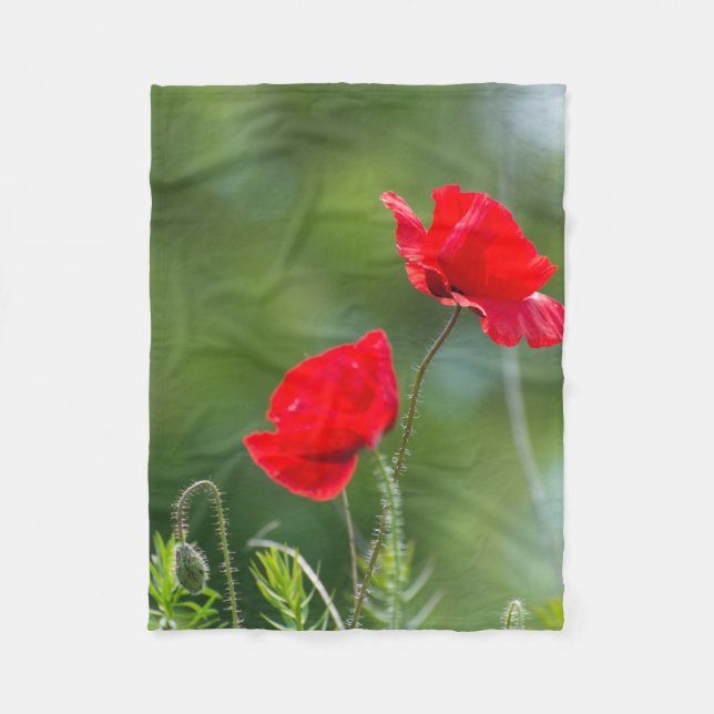 Wilde Mohn Fleecedecke (Vorderseite)