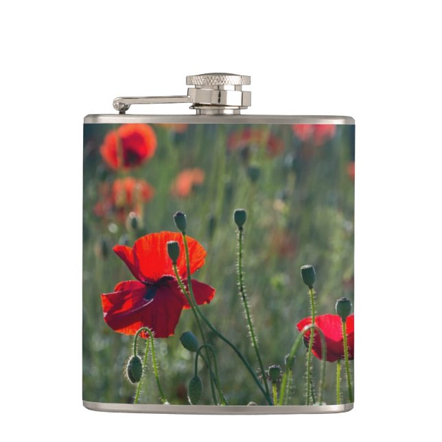 Wilde Mohnflasche Flachmann (Vorderseite)