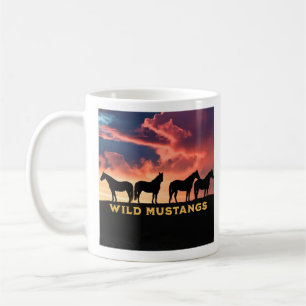 Wilde Mustangs am Horizont, Geschenk für Pferdelie Kaffeetasse