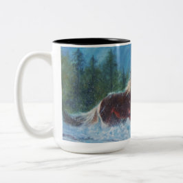 Wilde Mustangs in der Regen-Kaffee-Tasse Zweifarbige Tasse