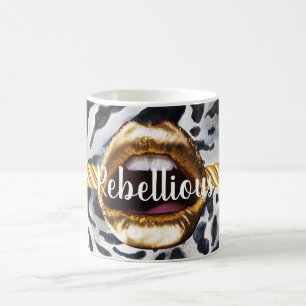 Wilde Muster Gold Lippen Geschenk Dekoration Schön Kaffeetasse