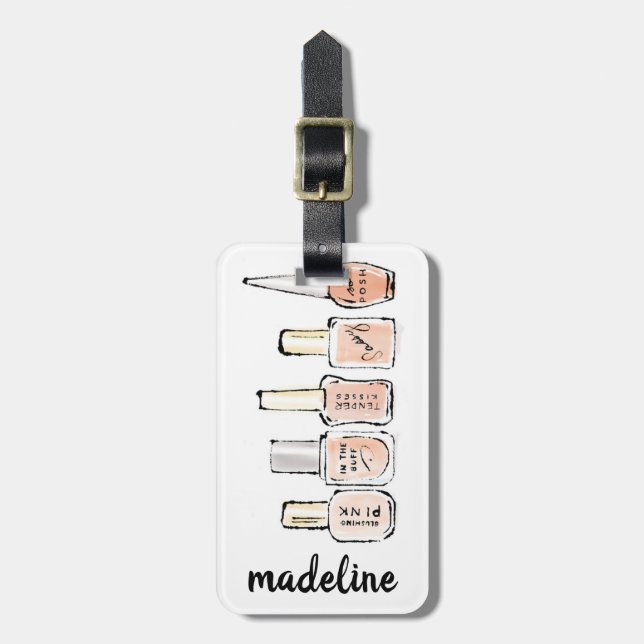 Wilde Nagellack-Skizze Apples | moderne rosa Gepäckanhänger (Vorderseite vertikal)