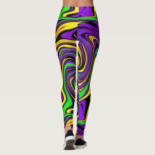 Wilde nasse grüne, violette und gelbe abstrakte Ma Leggings