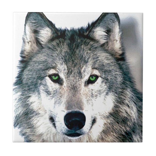 Wilde Natur der Wolf-Augen Tierdruck Fliese (Vorderseite)