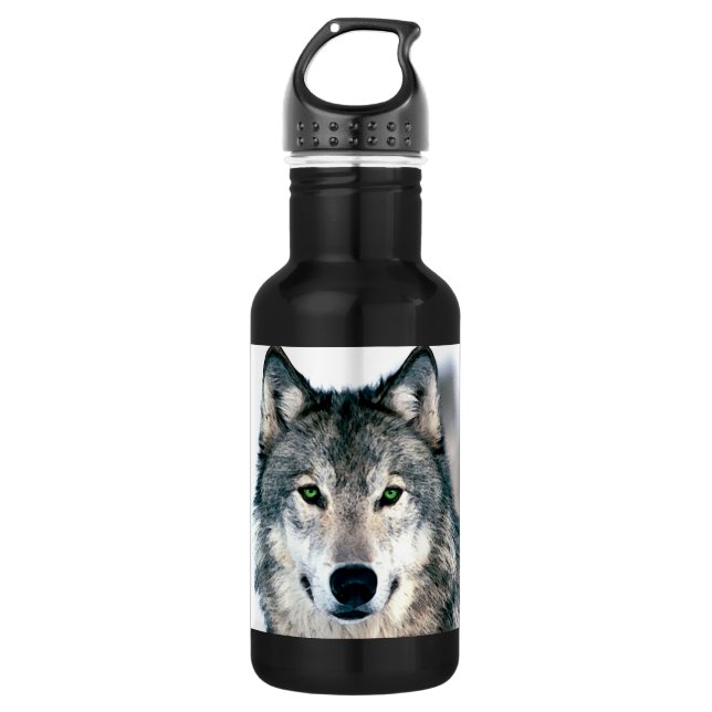 Wilde Natur der Wolf-Augen Tierdruck Trinkflasche (Vorderseite)