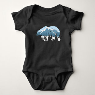 Wilde Natur Eisbär Wölfe Berg Wald Kunst Baby Strampler