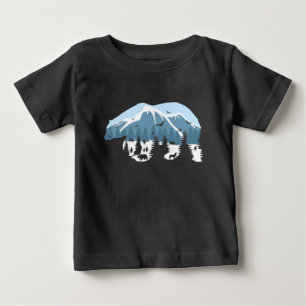 Wilde Natur Eisbär Wölfe Berg Wald Kunst Baby T-shirt