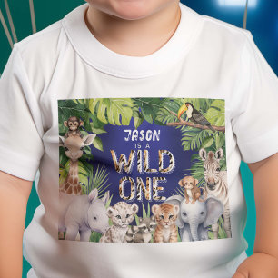 Wilde Navy, Jungle Safari Tiere, Baby 1. T-shirt