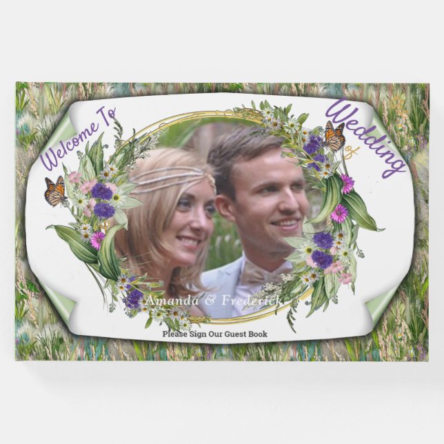 Wilde Öko-freundliche Gräser & Frühlingsblumen Gästebuch (Vorderseite)