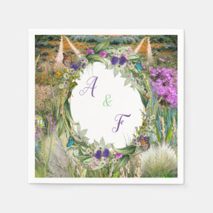 Wilde Öko-freundliche Gräser & Frühlingsblumen Serviette