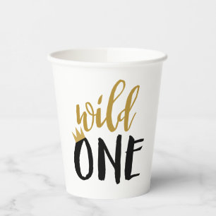 Wilde One Schwarz + Gold Foto 1 1. Geburtstag Pappbecher