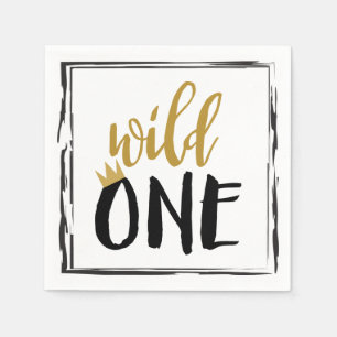 Wilde One Schwarz + Gold Foto 1 1. Geburtstag Serviette