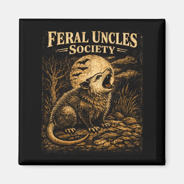 Wilde Onkel Gesellschaft Lustiger Opossum Folklore Magnet (Vorne)