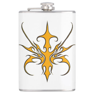 Wilde orangene Stammeslinien-Kunst-Illustration Flachmann