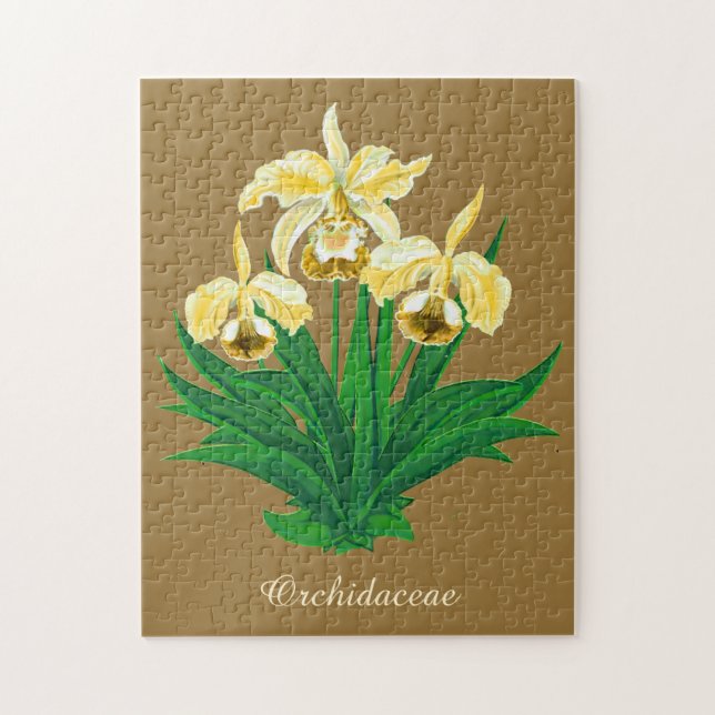 Wilde Orchideen - Goldene gelbe Orchideen und Foli Puzzle (Vertikal)