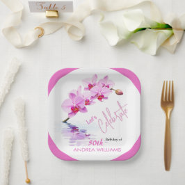 Wilde Orchideenblüten 50. Geburtstag Pappteller