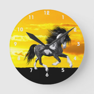Wilde Paint Horse Wall Clock Runde Wanduhr