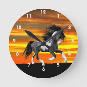 Wilde Paint Horse Wall Clock Runde Wanduhr