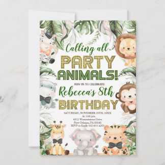 Wilde Party Geburtstag, jedes Alter, Safari Einladung