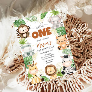 Wilde Party-Tiere Kinder 1. Geburtstag Einladung