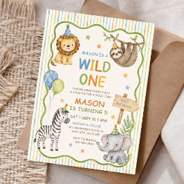 Wilde Party-Tiere Safari Geburtstag Einladung