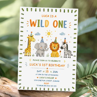 Wilde Partytier Safari-Geburtstag Einladung