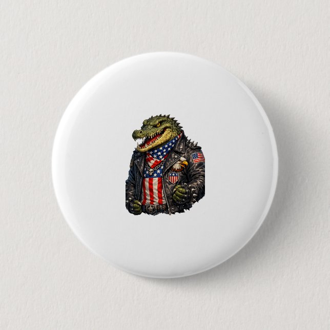 Wilde patriotische Alligator-Biker-Lederjacke St Button (Vorderseite)