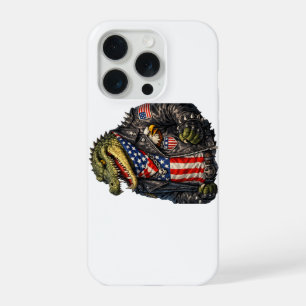 Wilde patriotische Alligator-Biker-Lederjacke St iPhone 15 Pro Hülle