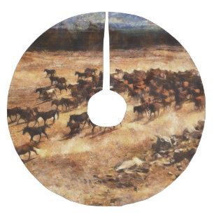 Wilde Pferde: Artistische TierMajestät. Polyester Weihnachtsbaumdecke