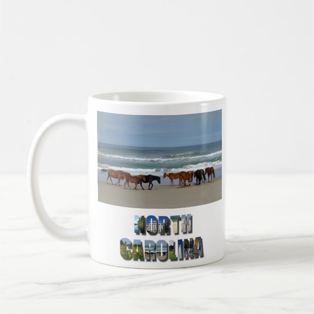 Wilde Pferde Außenbanks OBX NC Corolla Kaffeetasse (Links)