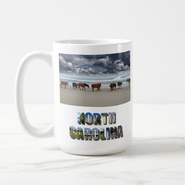 Wilde Pferde Außenbanks OBX NC Corolla Kaffeetasse (Links)