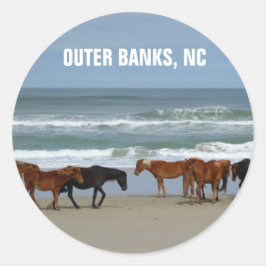 Wilde Pferde Außenbanks OBX North Carolina Runder Aufkleber