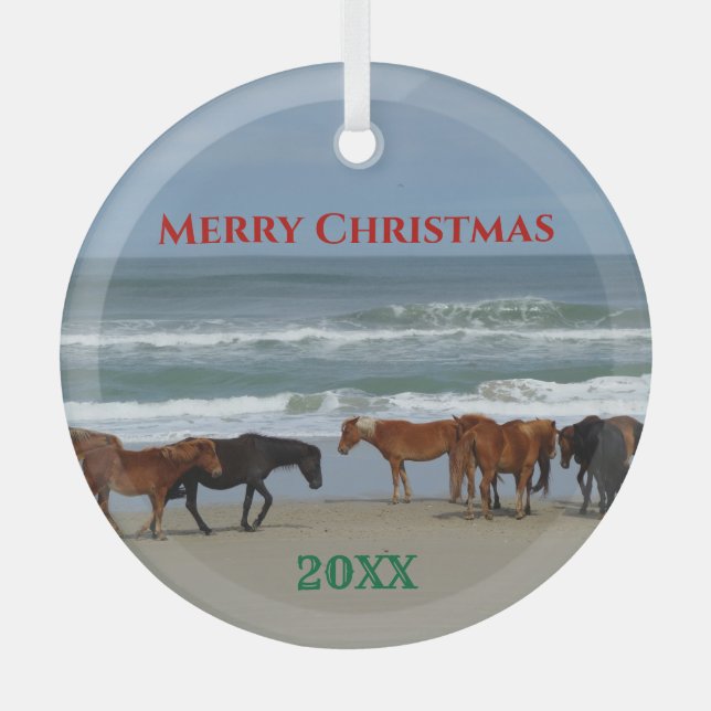 Wilde Pferde Außenketten OBX Weihnachten Ornament Aus Glas (Vorderseite)