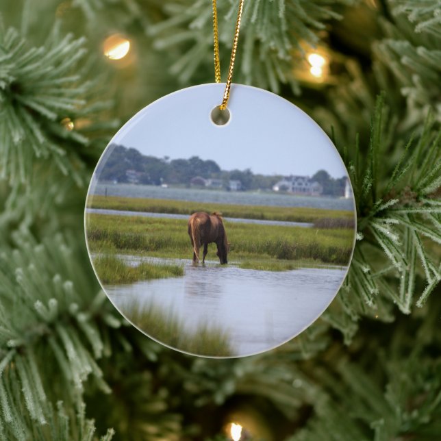Wilde Pferde der Assateague Keramik Ornament (Baum)