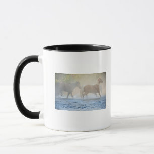 Wilde Pferde, die durch Wasser laufen Tasse
