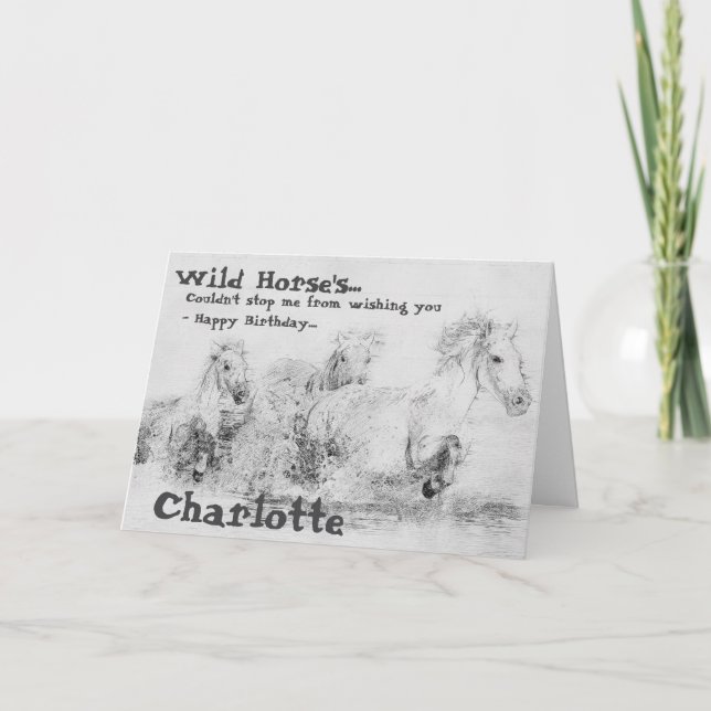 Wilde Pferde falten Geburtstag Karte (Vorderseite)