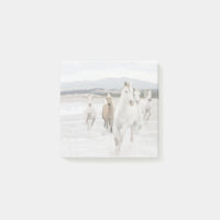 Wilde Pferde galoppieren auf den "Beach Post it No