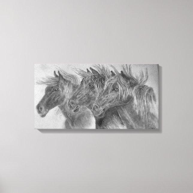 Wilde Pferde im Wind Leinwanddruck (Vorderseite)