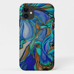 Wilde Pferde in Braun und Aquamarin Case-Mate iPhone Hülle