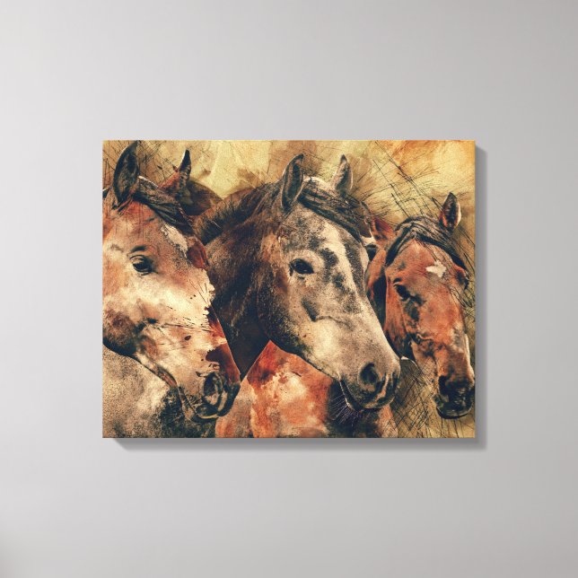 Wilde Pferde Kunst Leinwanddruck (Vorderseite)