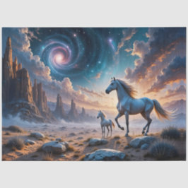 Wilde Pferde - Mare und Fohlen in der Wüstenlandsc Seidenpapier