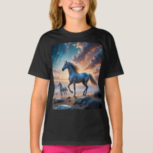 Wilde Pferde - Mare und Fohlen in der Wüstenlandsc T-Shirt