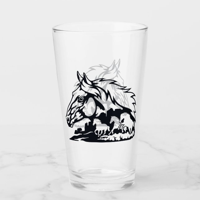 Wilde Pferde Mustangs in der Wüste Glas (Vorderseite)