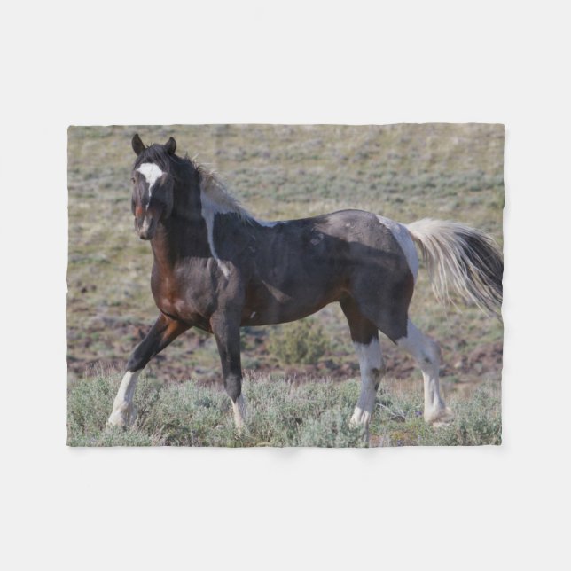 Wilde Pferde nach einem Staubbad Fleecedecke (Vorderseite (Horizontal))