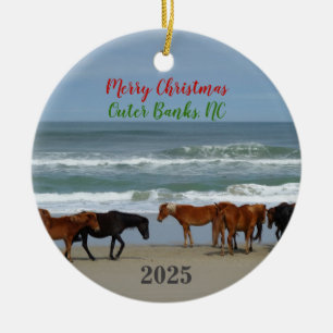 Wilde Pferde Outer Banks OBX 2025 Weihnachtskerami Keramik Ornament
