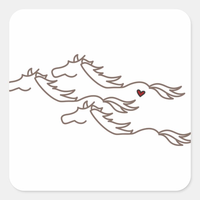 Wilde Pferde Quadratischer Aufkleber (Vorderseite)