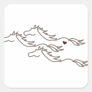 Wilde Pferde Quadratischer Aufkleber