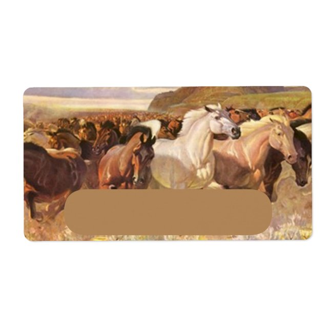 Wilde Pferde Run Stampede Art Address Label (Vorne)