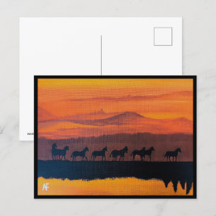 Wilde Pferde von Montana Malerei von Alfred Fox Postkarte